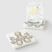 Octopus scientific diagram unique artwork retro  stenen onderzetter (Zijkant)