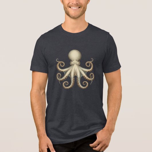 Octopus scientific diagram unique artwork retro  Tri-Blend shirt (Voorkant)