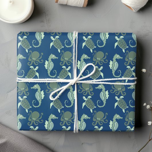 Octopus, Seahorse en Turtle Cadeaupapier