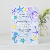 Octopus Seahorse Starfish Beach Blue Baby shower (Staand voorkant)