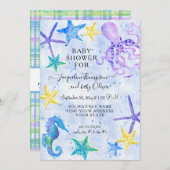 Octopus Seahorse Starfish Beach Blue Baby shower (Voorkant / Achterkant)