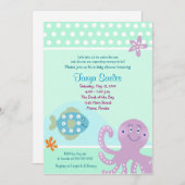 Octopus Sealife Ocean 5x7 Baby shower Uitnodiging (Voorkant / Achterkant)
