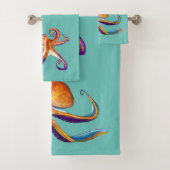Octopus sealife waterverf kunst bad handdoek (Insitu)