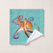 Octopus sealife waterverf kunst bad handdoek (Wasdoekje)