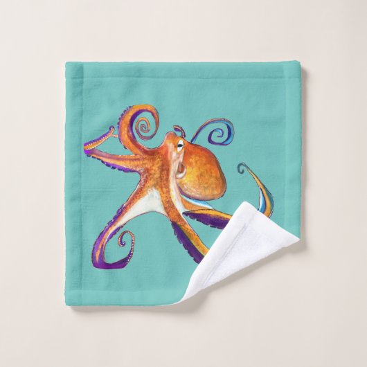 Octopus sealife waterverf kunst bad handdoek (Wasdoekje)