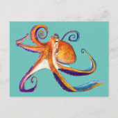 Octopus sealife waterverf kunst briefkaart (Voorkant)