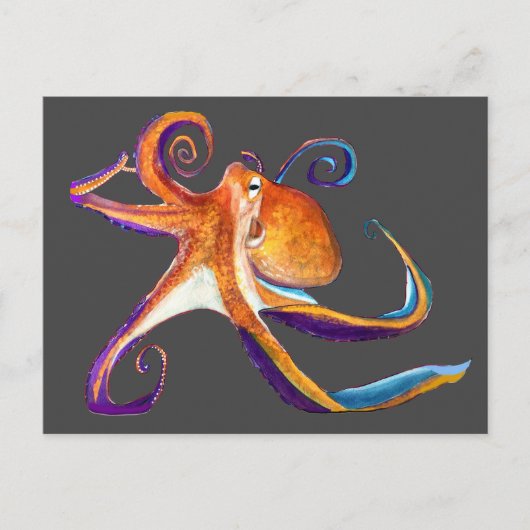 Octopus sealife waterverf kunst briefkaart (Voorkant)