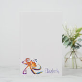 Octopus sealife waterverf kunst briefpapier (Staand voorkant)