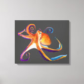 Octopus sealife waterverf kunst canvas afdruk (Voorkant)
