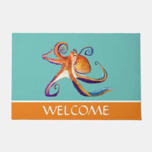 Octopus sealife waterverf kunst deurmat