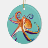 Octopus sealife waterverf kunst keramisch ornament (Links)