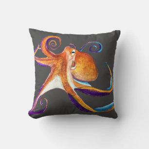 Octopus sealife waterverf kunst kussen