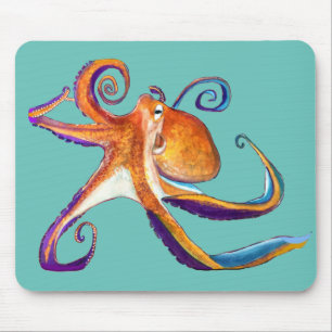 Octopus sealife waterverf kunst muismat