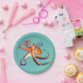 Octopus sealife waterverf kunst papieren bordje (Feest)