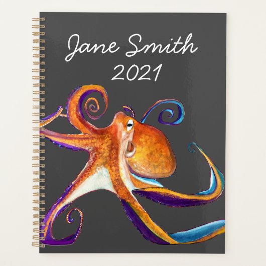 Octopus sealife waterverf kunst planner (Voorkant)