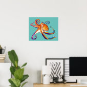 Octopus sealife waterverf kunst poster (Thuiskantoor)