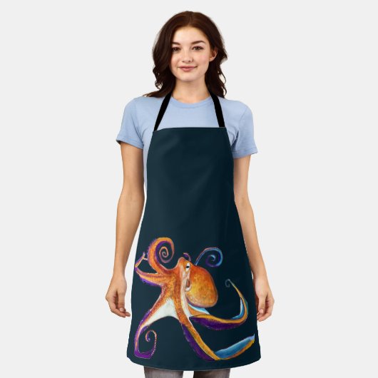 Octopus sealife waterverf kunst schort (Gedragen)