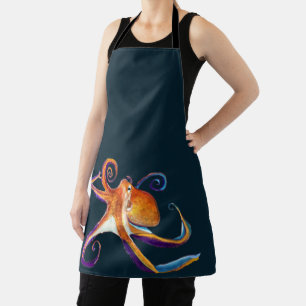 Octopus sealife waterverf kunst schort