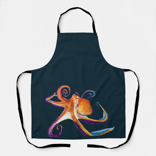 Octopus sealife waterverf kunst schort (Voorkant)