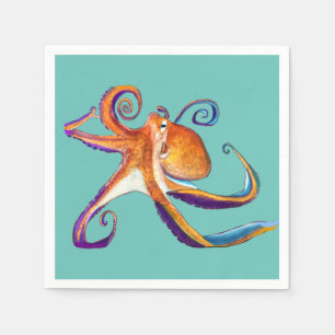 Octopus sealife waterverf kunst servet