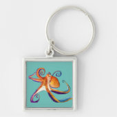 Octopus sealife waterverf kunst sleutelhanger (Voorkant)