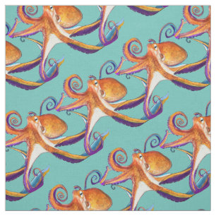 Octopus sealife waterverf kunst stof