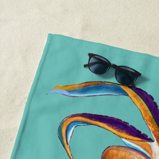 Octopus sealife waterverf kunst strandlaken (In situ)