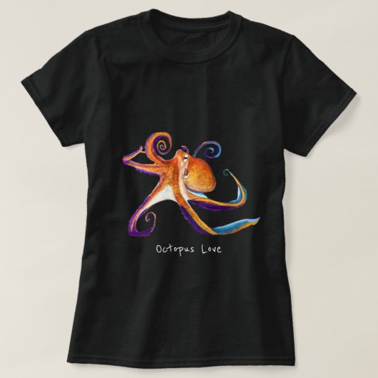 Octopus sealife waterverf kunst t-shirt (Design voorkant)