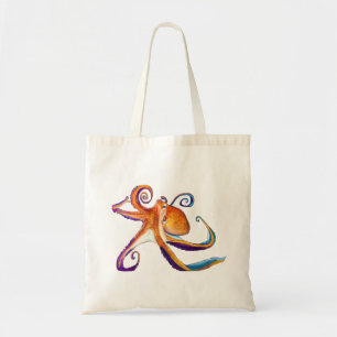 Octopus sealife waterverf kunst tote bag