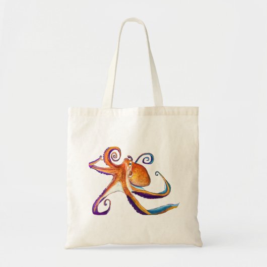 Octopus sealife waterverf kunst tote bag (Voorkant)