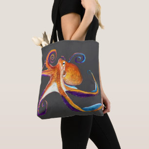 Octopus sealife waterverf kunst tote bag