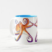 Octopus sealife waterverf kunst tweekleurige koffiemok (Voorkant links)