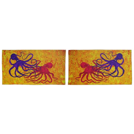 Octopus - Set van Koning Kussenslopen (Voorkant-Set)
