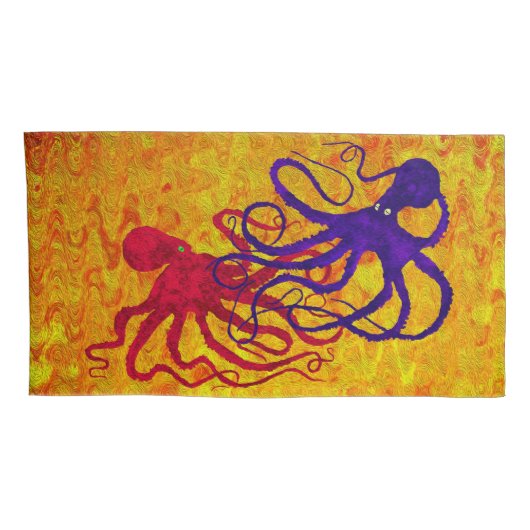 Octopus - Set van Koning Kussenslopen (Achterkant-Rechts)