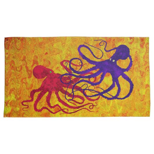 Octopus - Set van Koning Kussenslopen (Voorkant-Rechts)