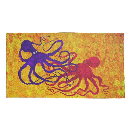 Octopus - Set van Koning Kussenslopen (Achterkant-Links)