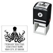 Octopus Silhouet Zee Levensnaam Retouradres Zelfinktende Stempel (In situ)
