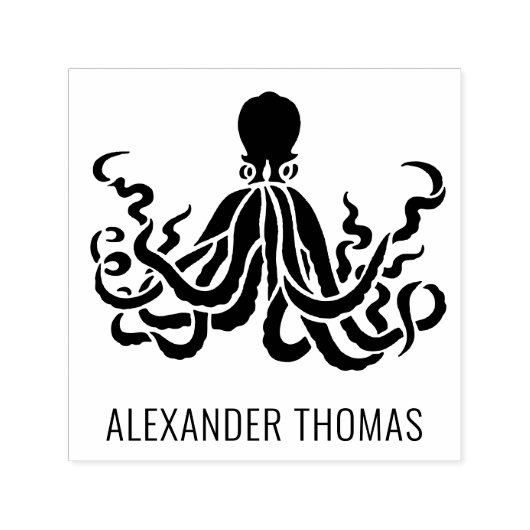 Octopus Silhouet Zeeleven Naam Zelfinktende Stempel (Design)