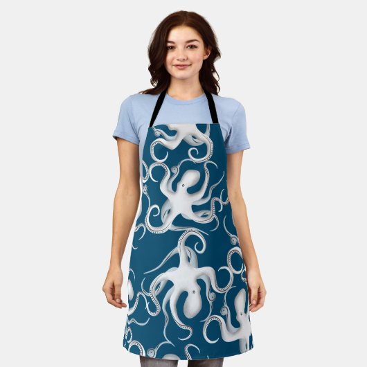 Octopus Silhouette Pattern Schort (Gedragen)