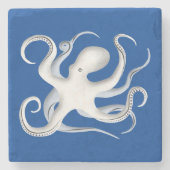 Octopus Silhouette Stenen Onderzetter (Voorkant)