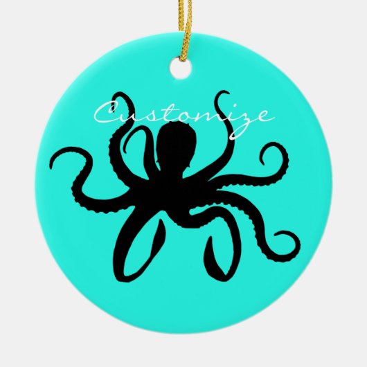 Octopus Silhouette Thunder_Cove Keramisch Ornament (Voorkant)