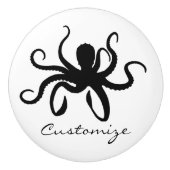 Octopus Silhouette Thunder_Cove Keramische Knop (Voorkant)