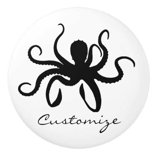 Octopus Silhouette Thunder_Cove Keramische Knop (Voorkant)