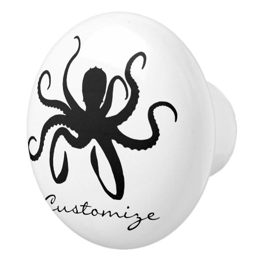 Octopus Silhouette Thunder_Cove Keramische Knop (Rechts)