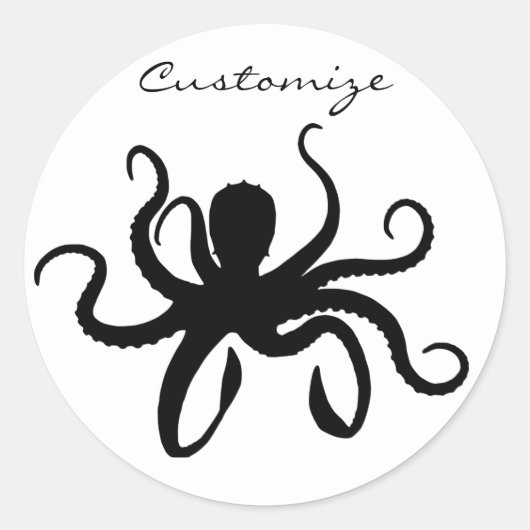 Octopus Silhouette Thunder_Cove Ronde Sticker (Voorkant)