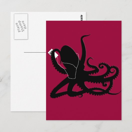 Octopus Sillouette MP3 Adverisement Spoof Briefkaart (Voorkant / Achterkant)