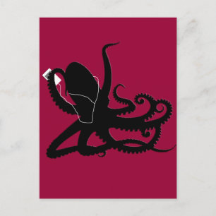 Octopus Sillouette MP3 Adverisement Spoof Briefkaart
