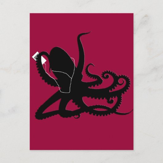 Octopus Sillouette MP3 Adverisement Spoof Briefkaart (Voorkant)