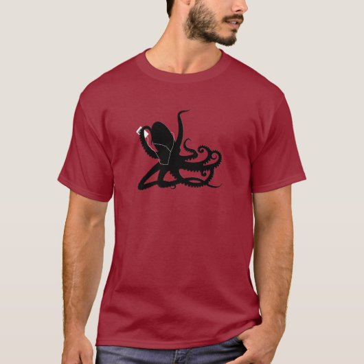 Octopus Sillouette MP3 Adverisement Spoof T-shirt (Voorkant)