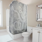 Octopus Silver Pewter Gray Waterverf Douchegordijn (In situ)